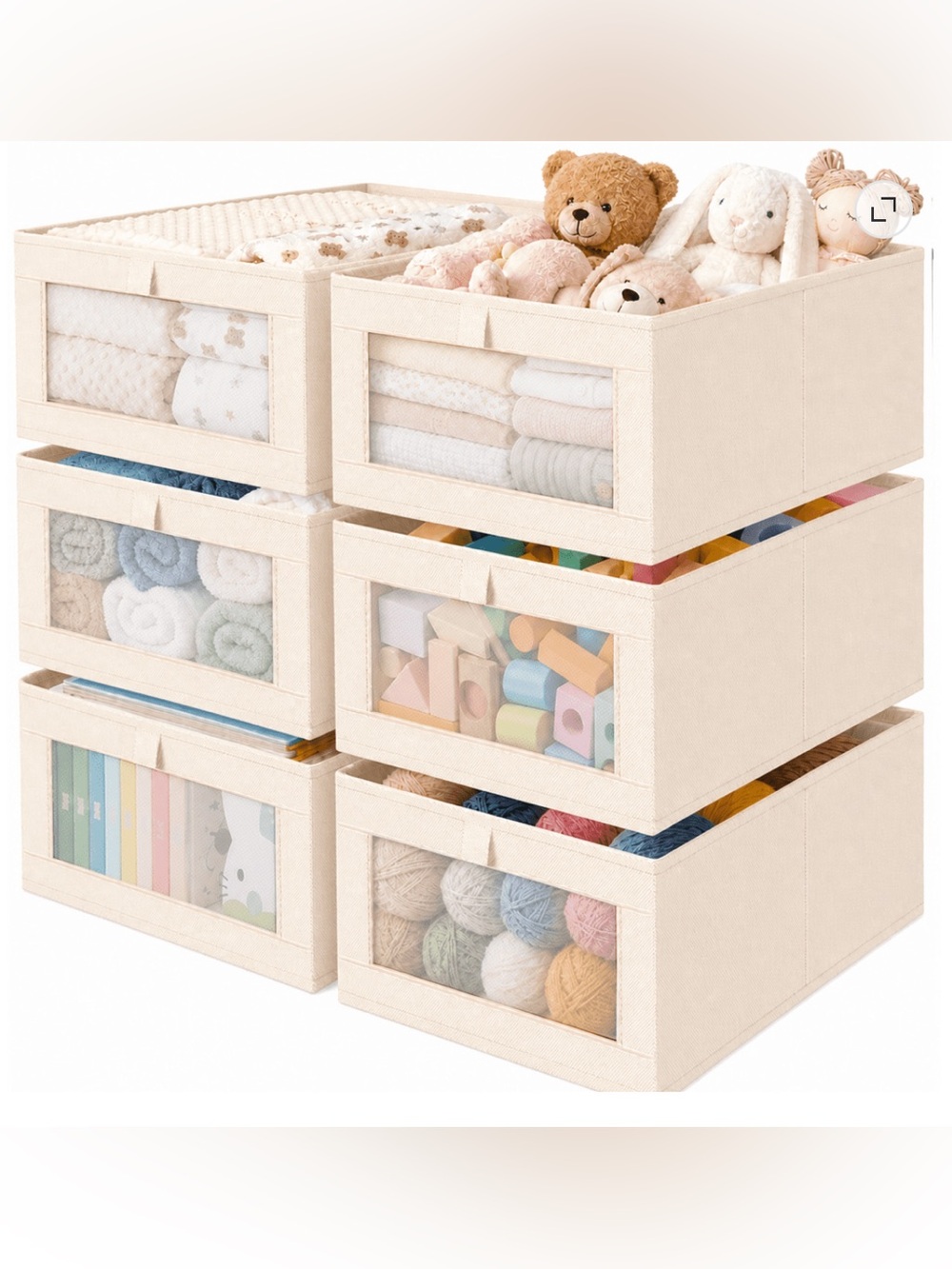 Beige Fabric Storage Drawers Organizer Baskets